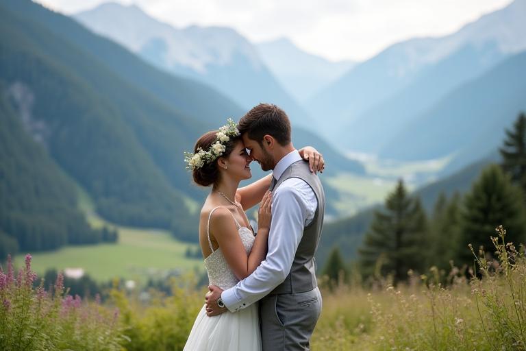 Ein Brautpaar in den Salzburger Alpen, fotografiert von AlpineEcho Studios